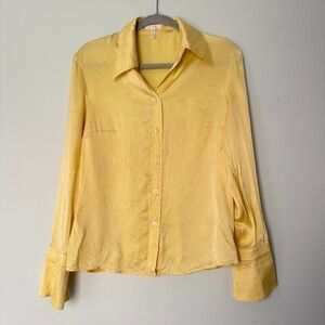 Vintage Escada Blouse Women 38 Butter Yellow Silk Satin Long Sleeve US size 8‎